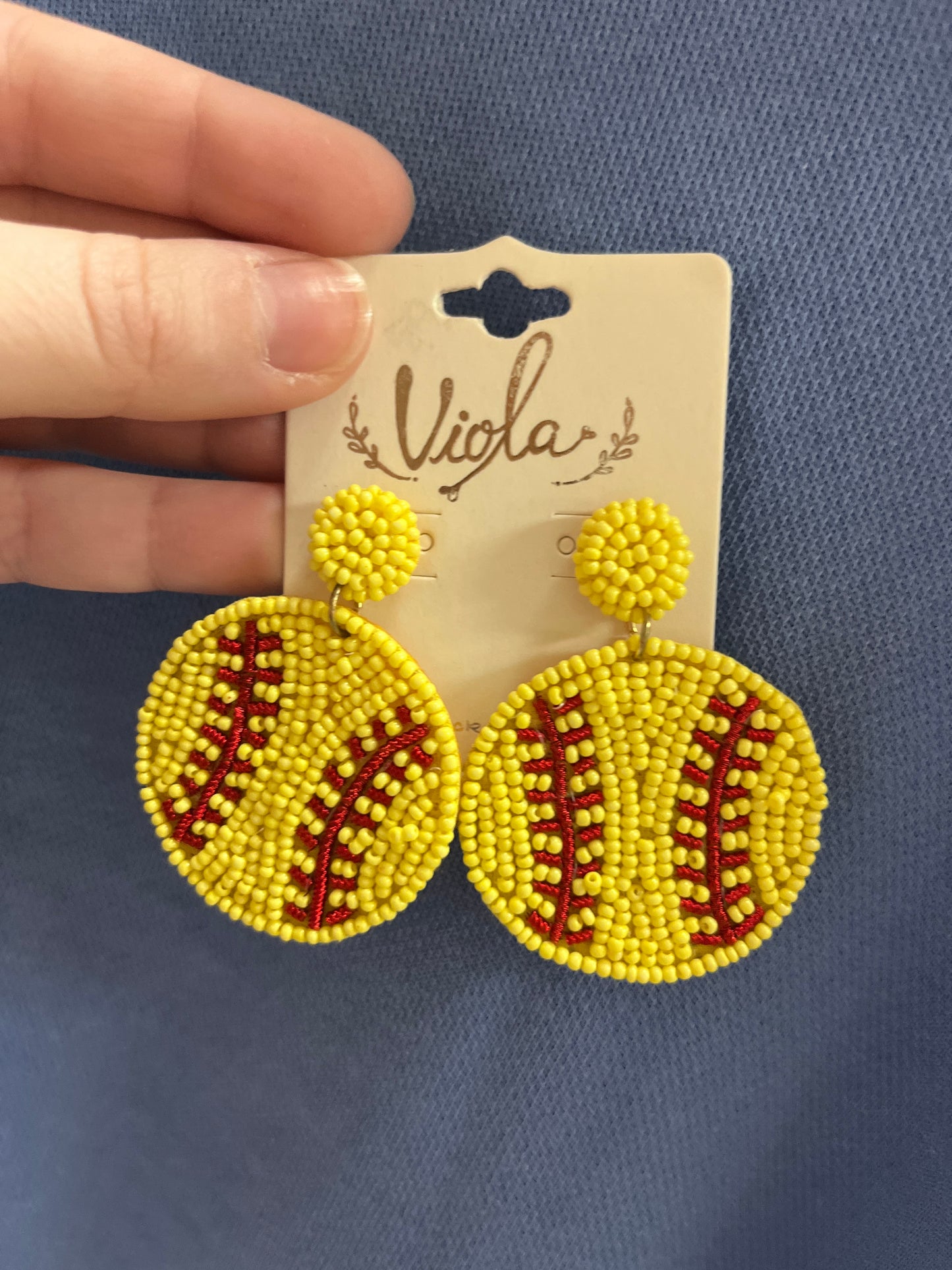 Beaded Softball Earrings
