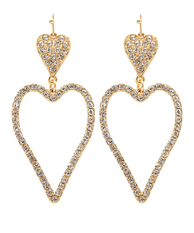 Pave Heart Drop Earrings