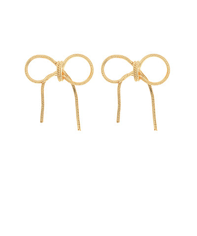 Omega Chain Round Bow Earrings