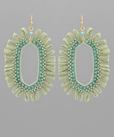 Beaded Hexagon Raffia Earrings