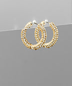 Half Crystal Pave Huggie Hoops