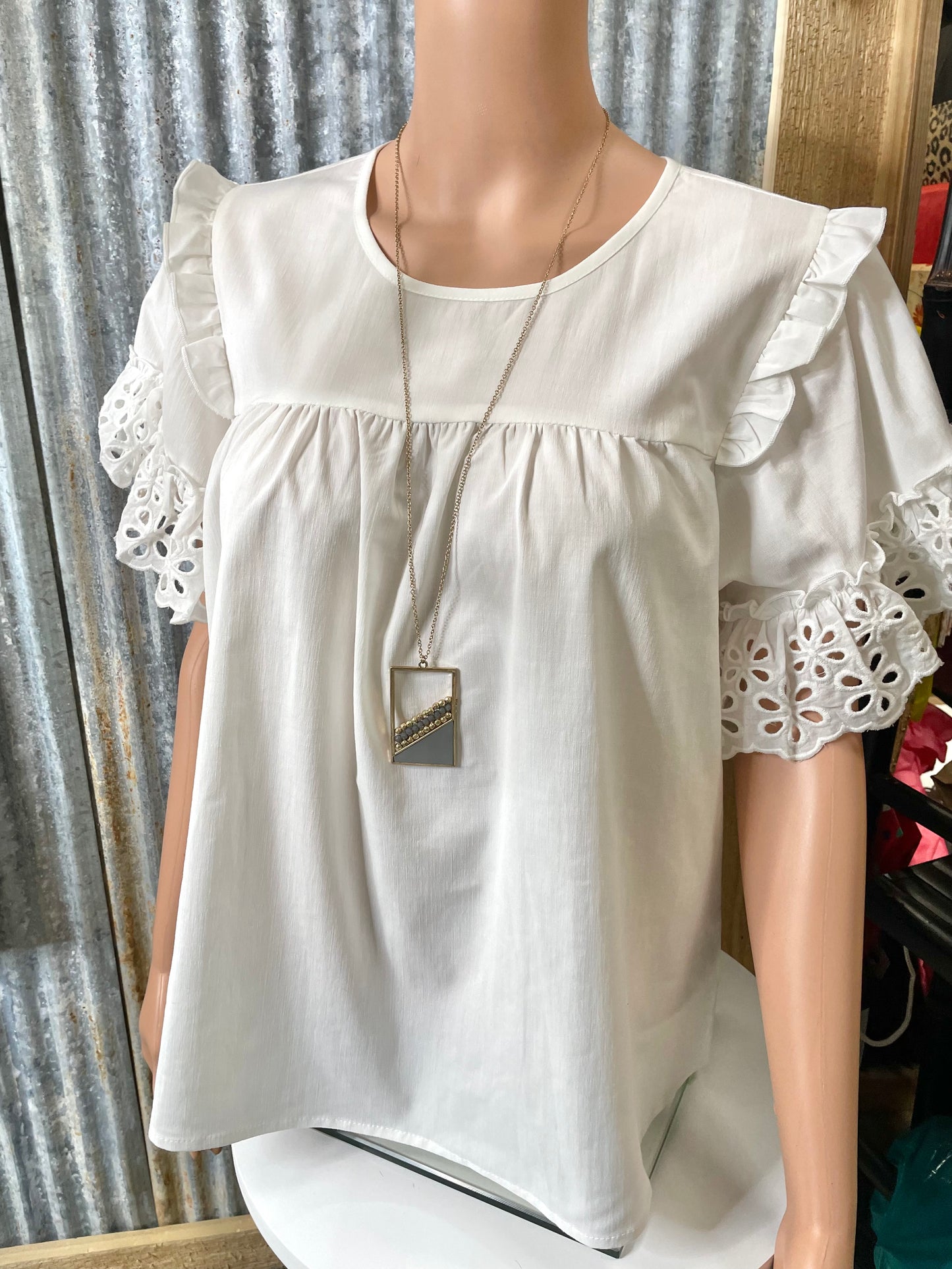 Grey Beaded Rectangle Necklace