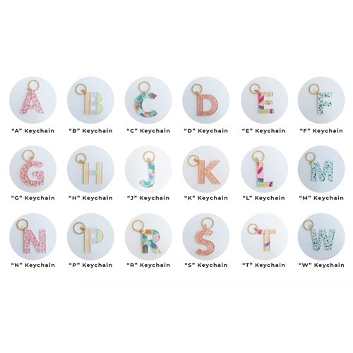 Patterned Initial Keychain