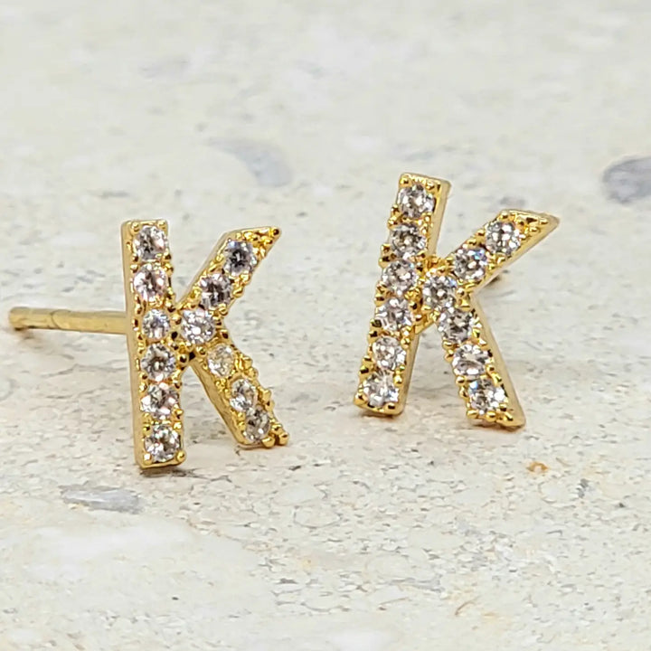 Diamond Letter Stud Earrings