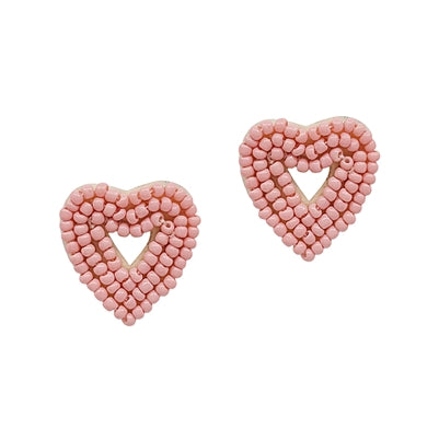 Seed Bead Heart Earrings