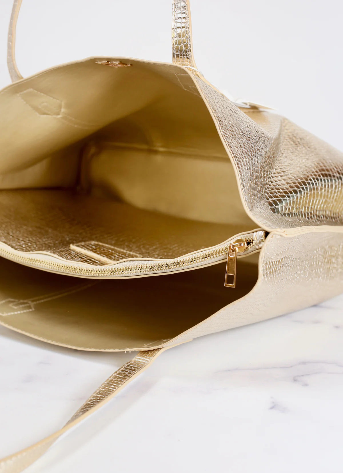 Heath Metallic Cream Tote Bag