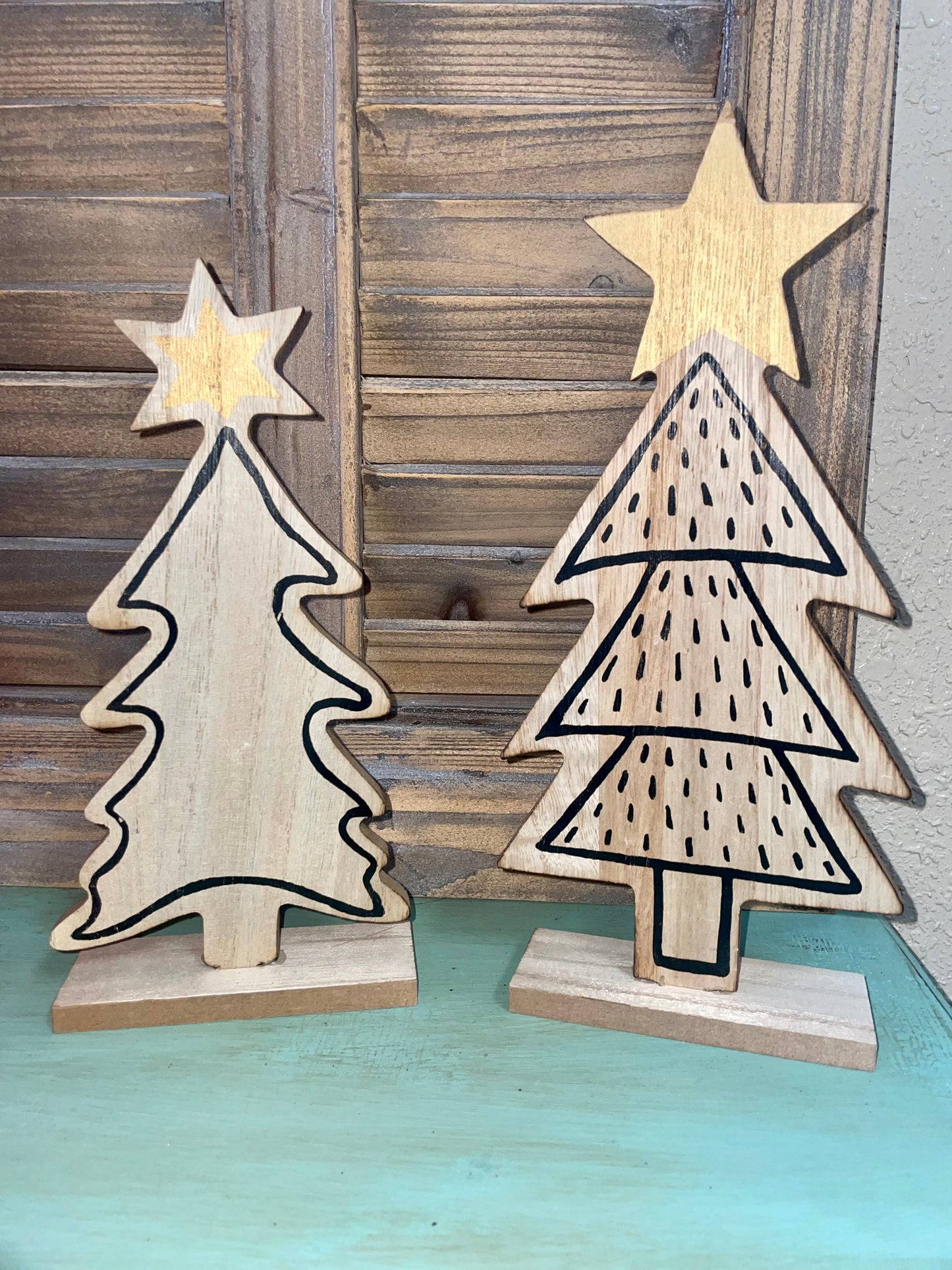 Wooden Christmas Tree Table Decor