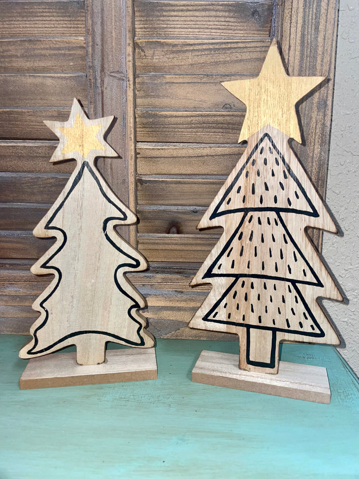 Wooden Christmas Tree Table Decor