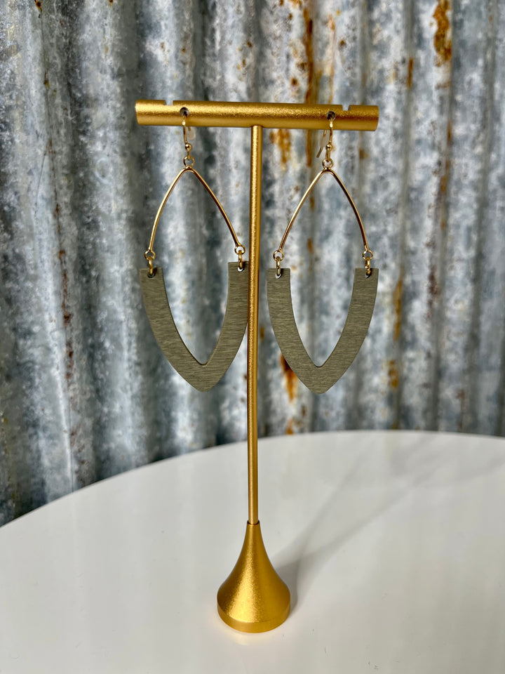 Wood Pointed Tear Drop Earrings