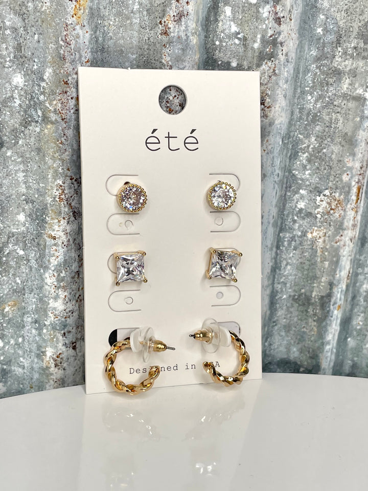 3 Pack of Gold Earrings