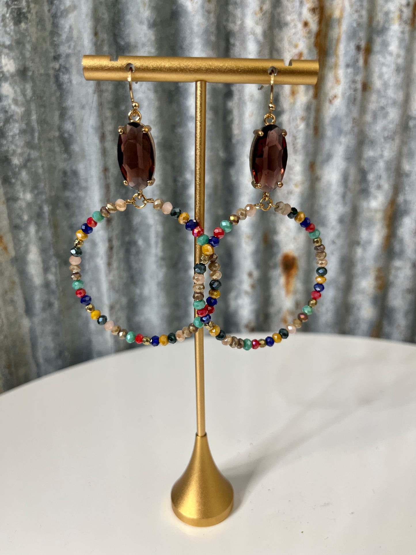 Crystal Beaded Hoop Earrings