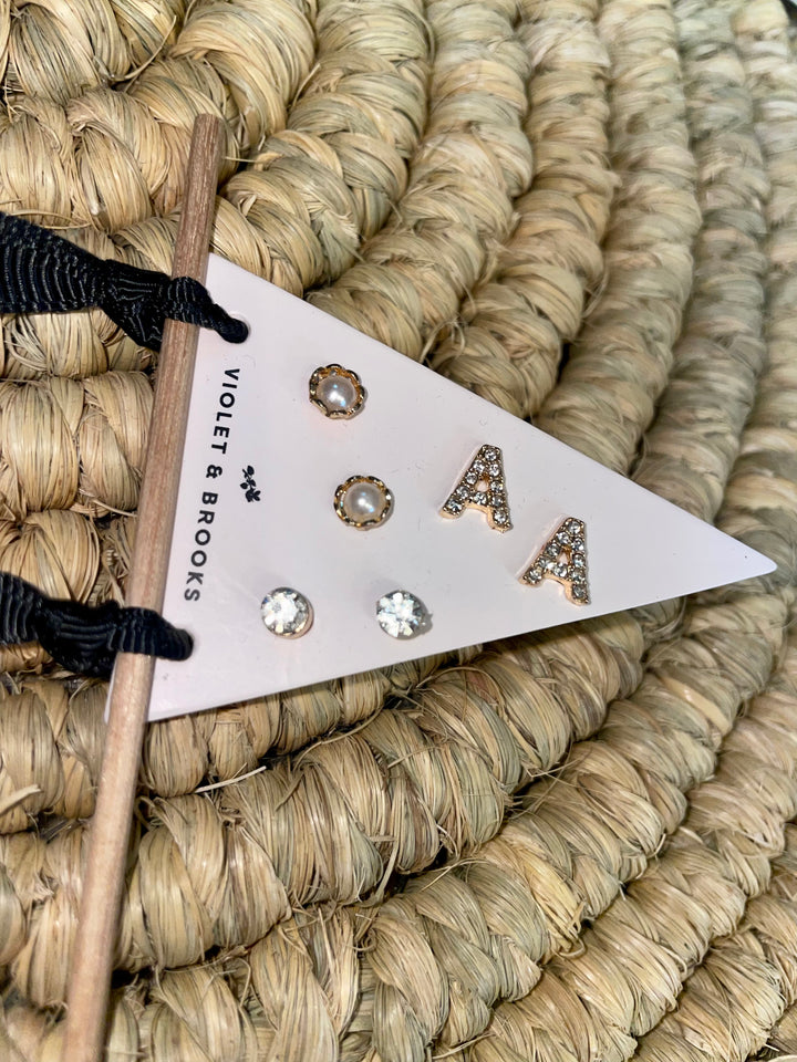 Flag Earring Initial Studs