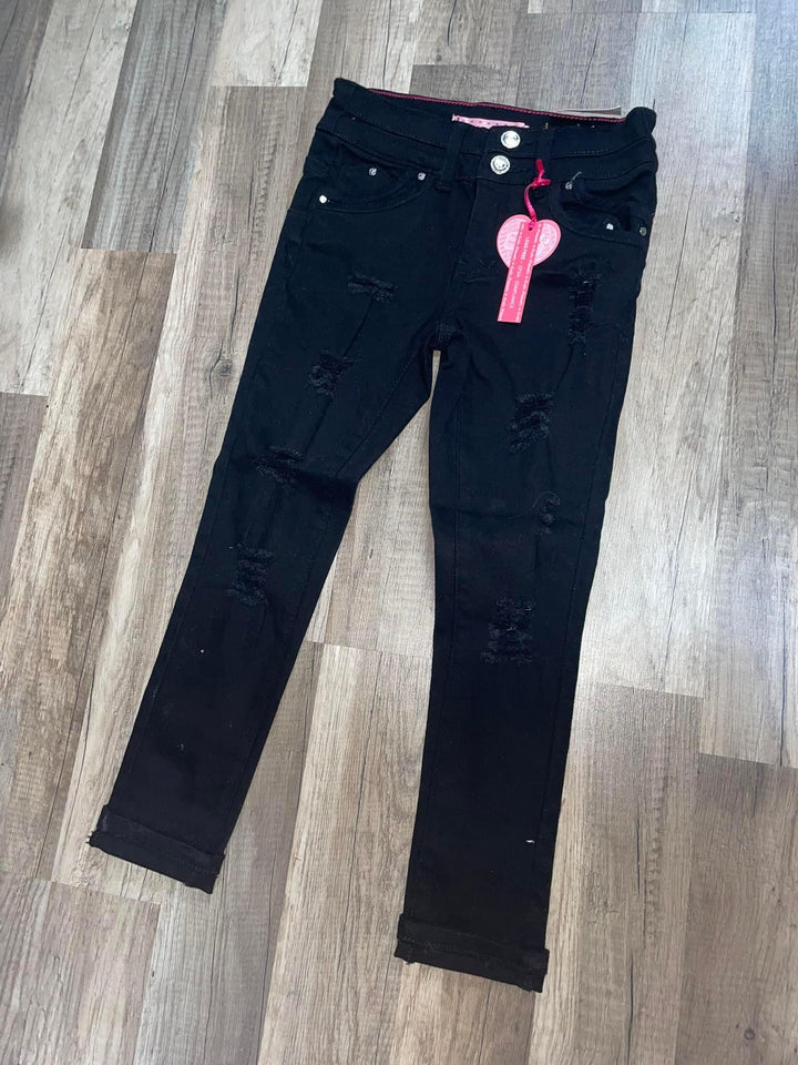 Kids Black Distressed Jeans