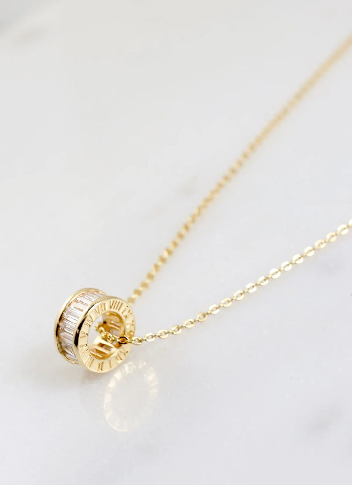 Glynda CZ Roman Numeral Necklace GOLD