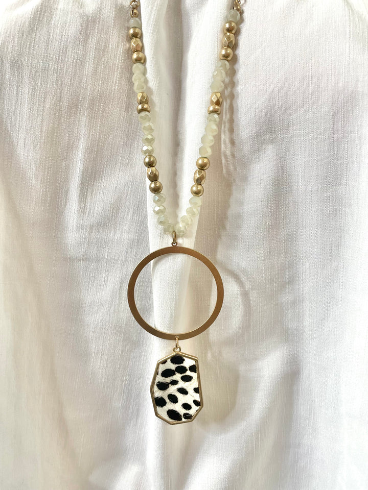 Beaded/Gold Animal Pendant Necklace