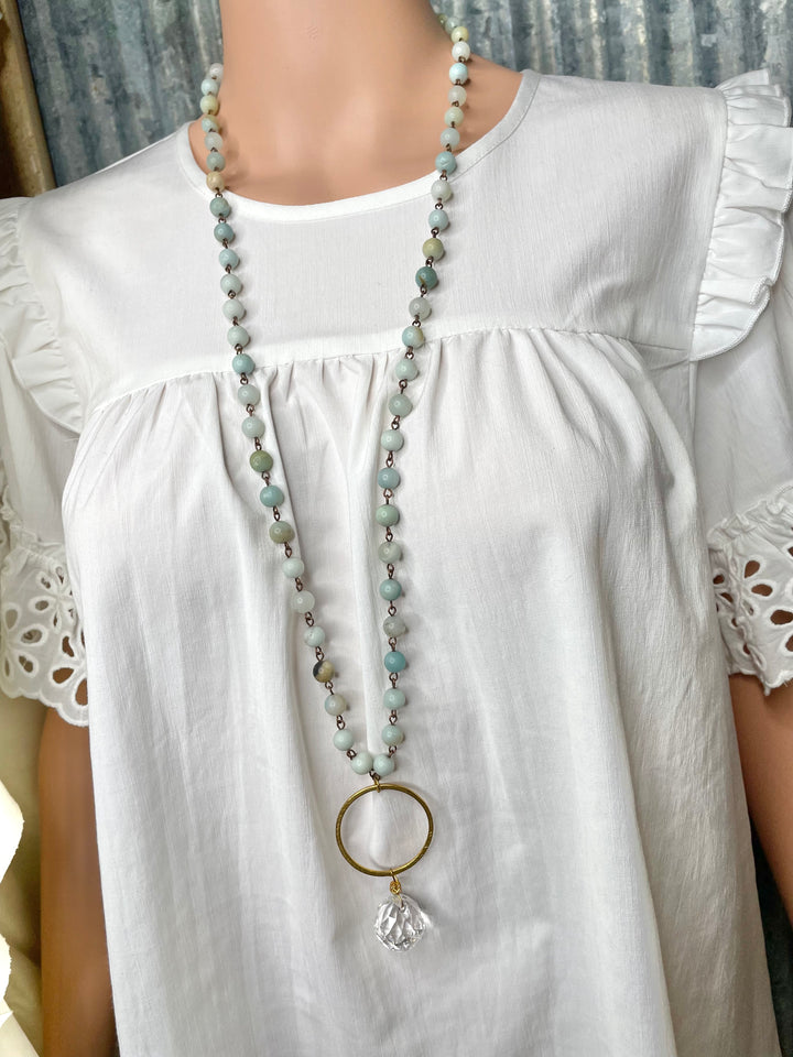 Aqua Beaded Crystal Necklace