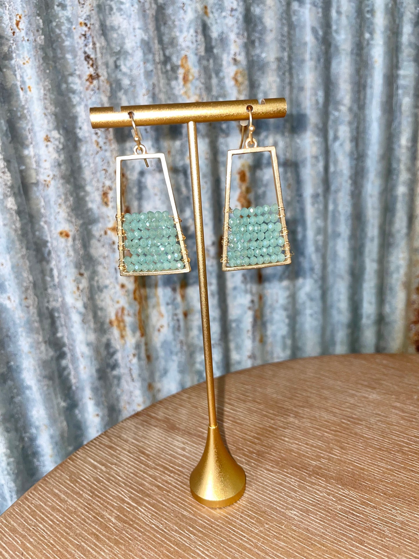 Crystal & Gold Geometric Earrings
