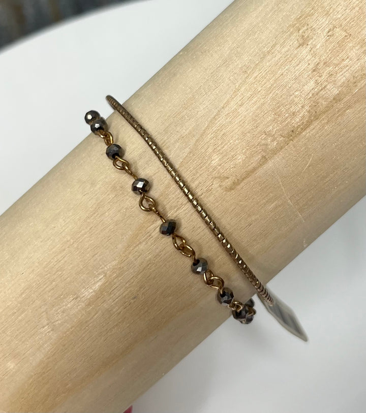 Gold Beaded Cuff Bracelet