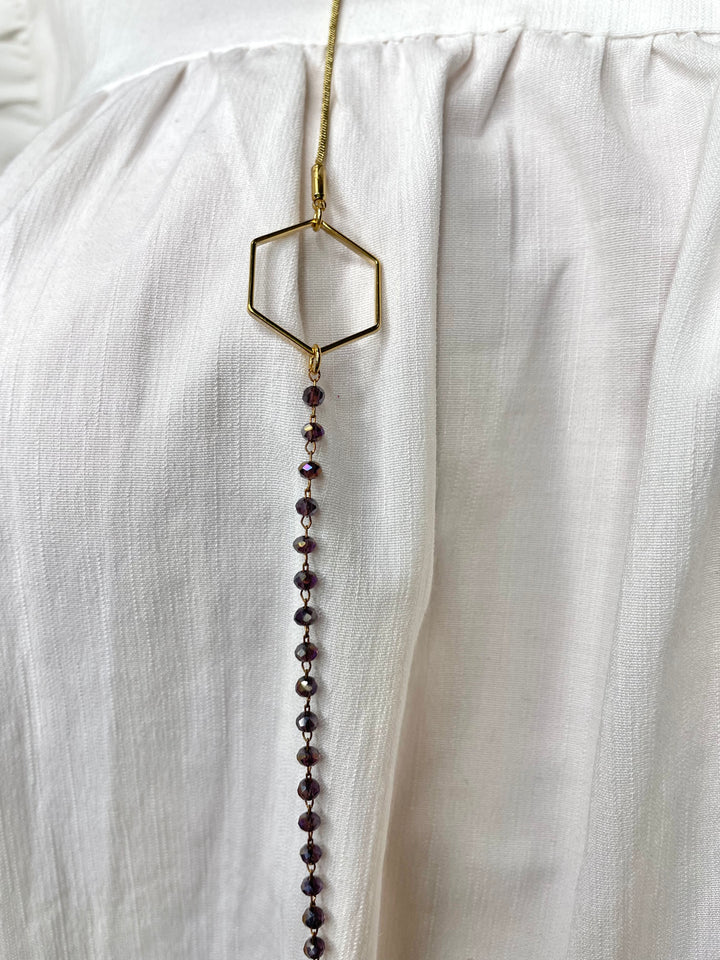 Purple Beaded Adjustable Necklace