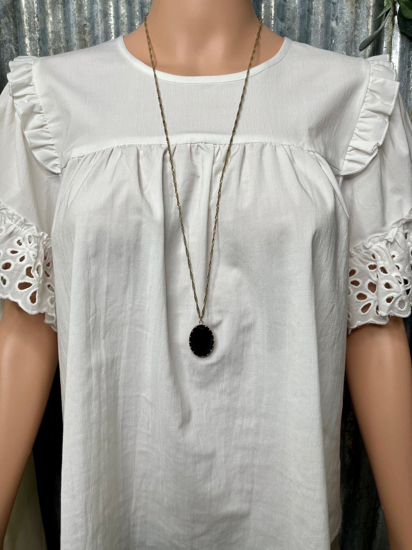 Black Stone Pendant Necklace