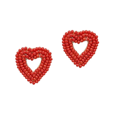 Seed Bead Heart Earrings