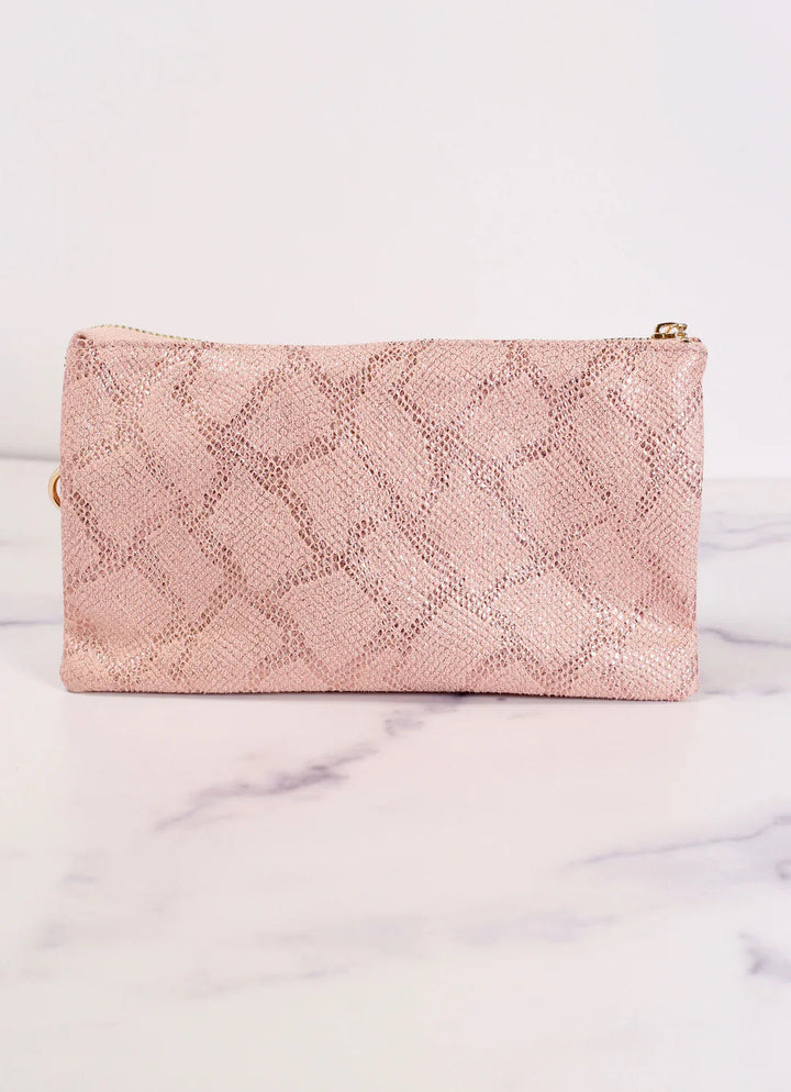 Pink Metallic Snake Crossbody