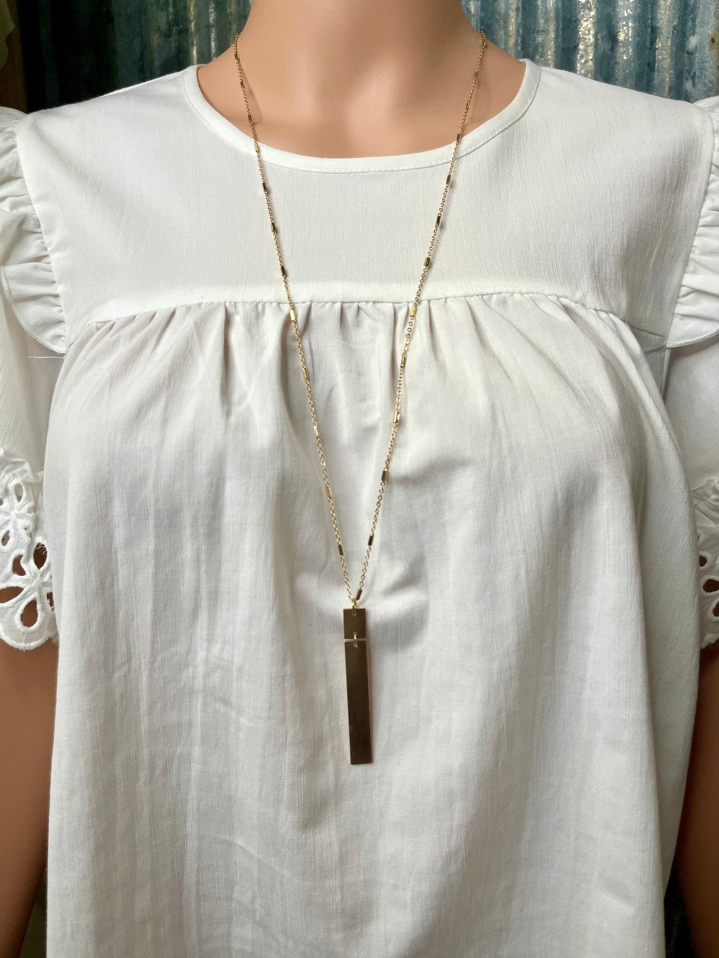Gold Bar Pendant Necklace