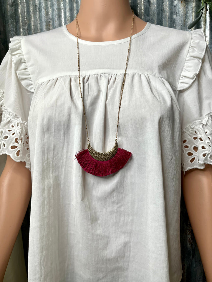 Fuchsia Tassel Necklace
