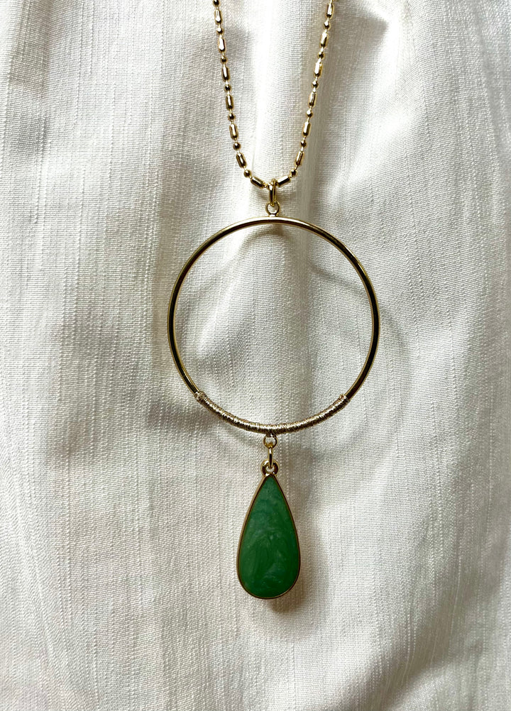 Circle Pendant with Color Stone