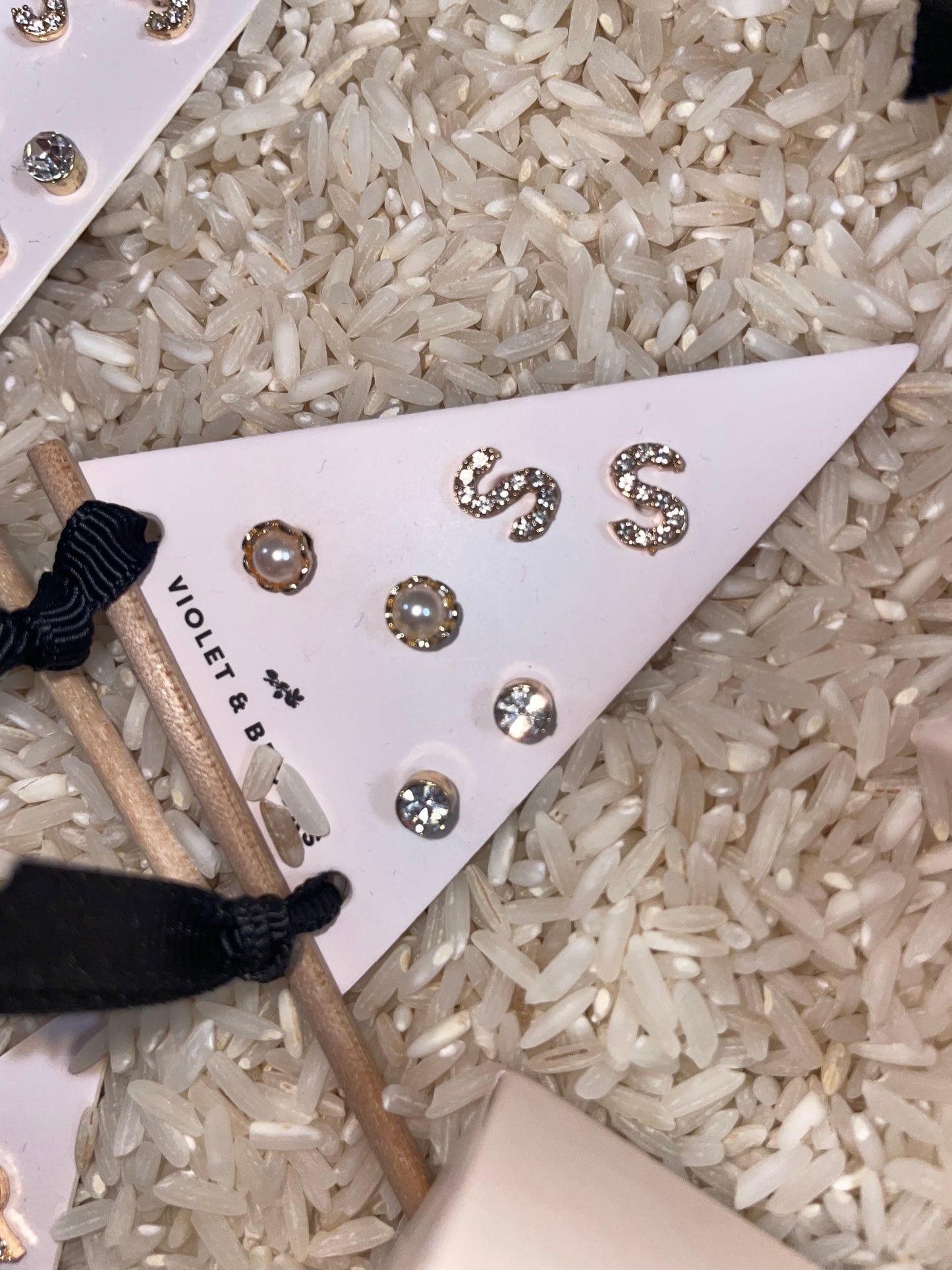 Flag Earring Initial Studs