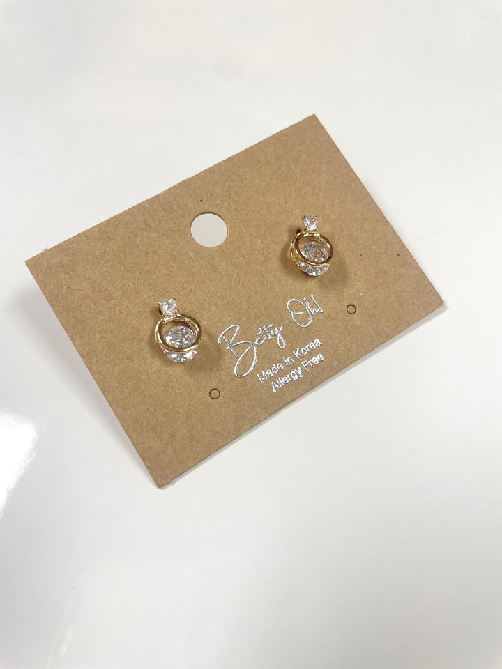 Diamond Double Hoop Studs