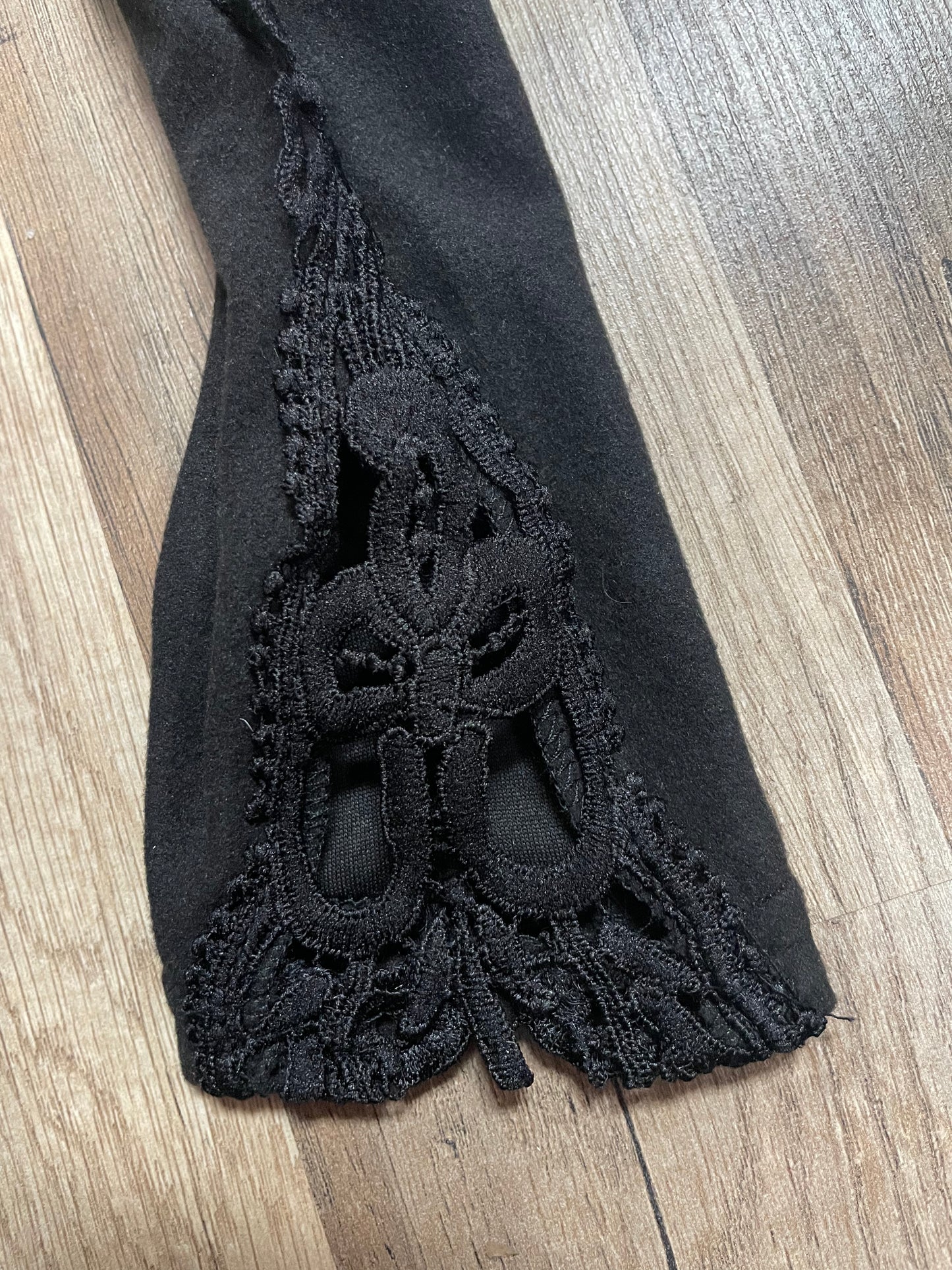 Kids Black Laced Ankle Leggings