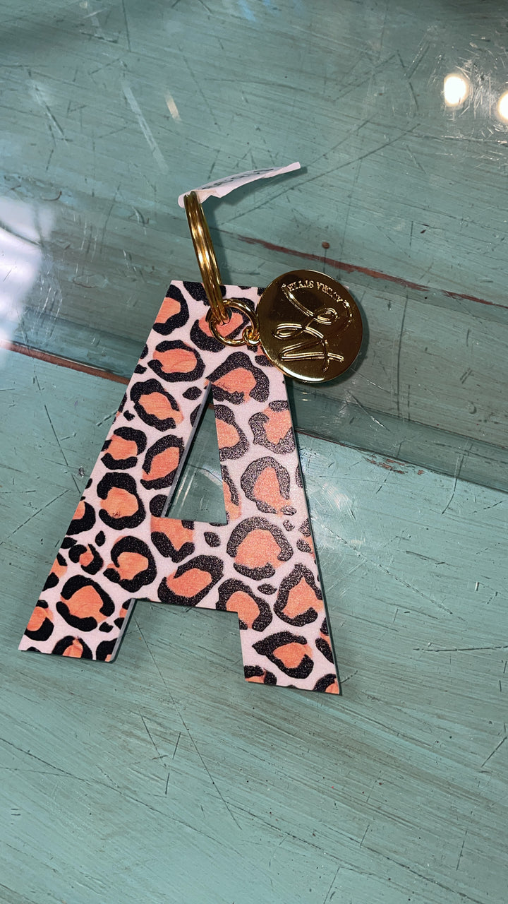 Cheetah Initial Key Chain