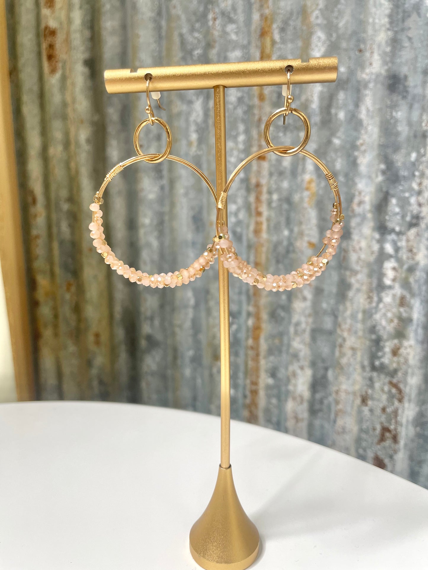 Beaded Double Hoop Earring