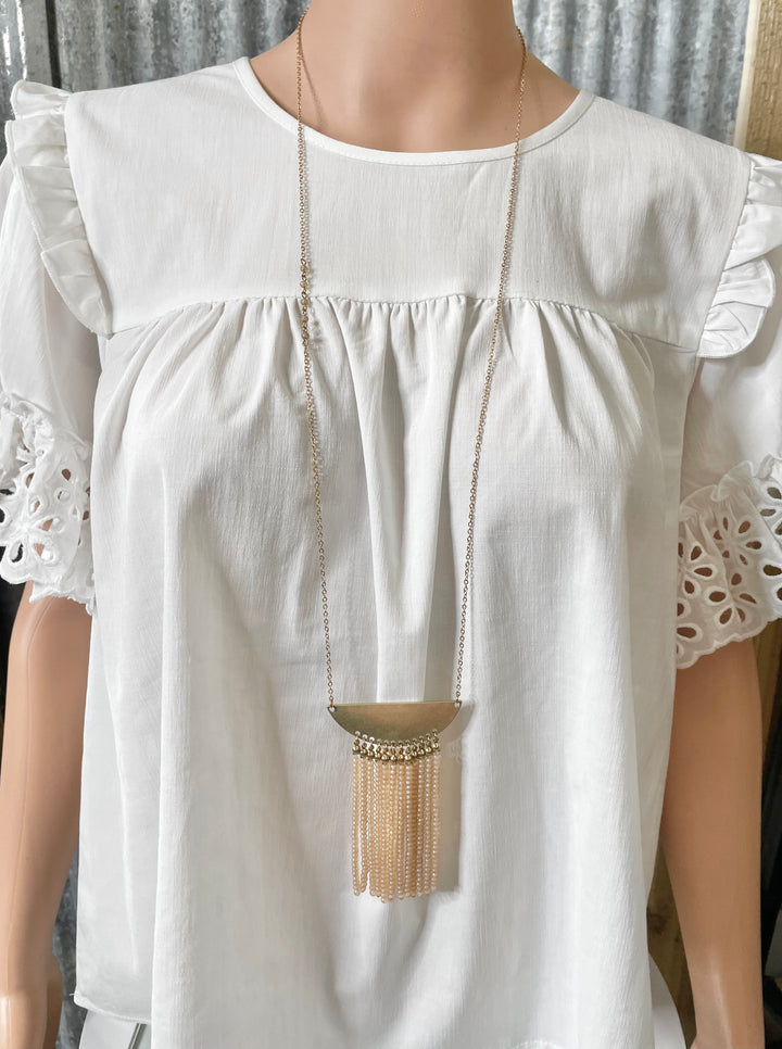 Champagne Beaded Fringe Necklace