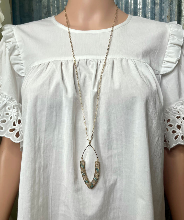 Light Multi Beaded V Necklace