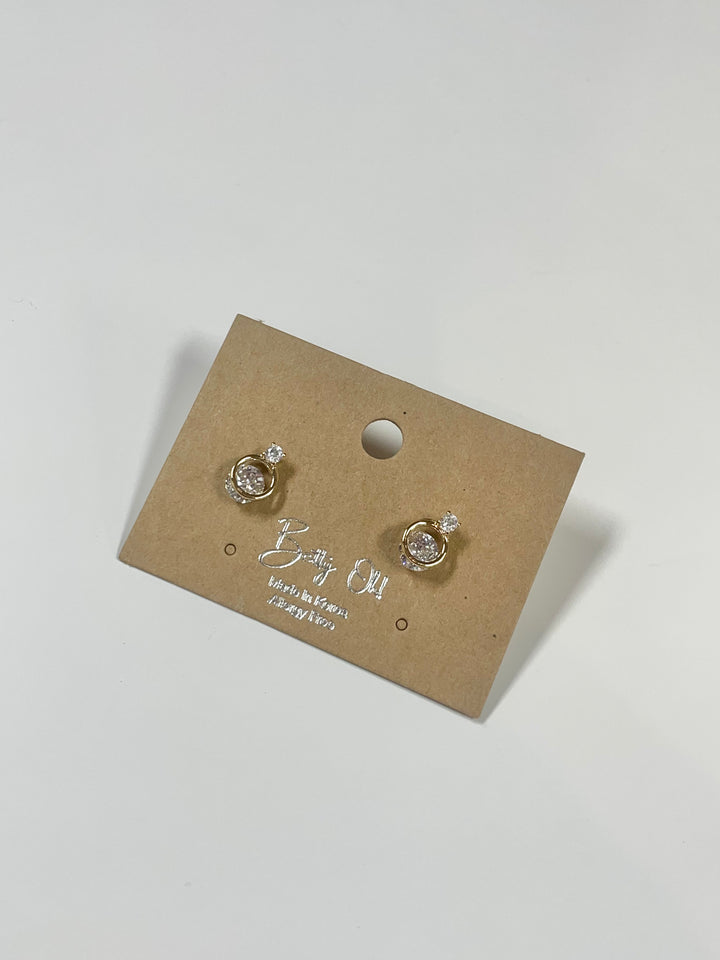 Diamond Double Hoop Studs