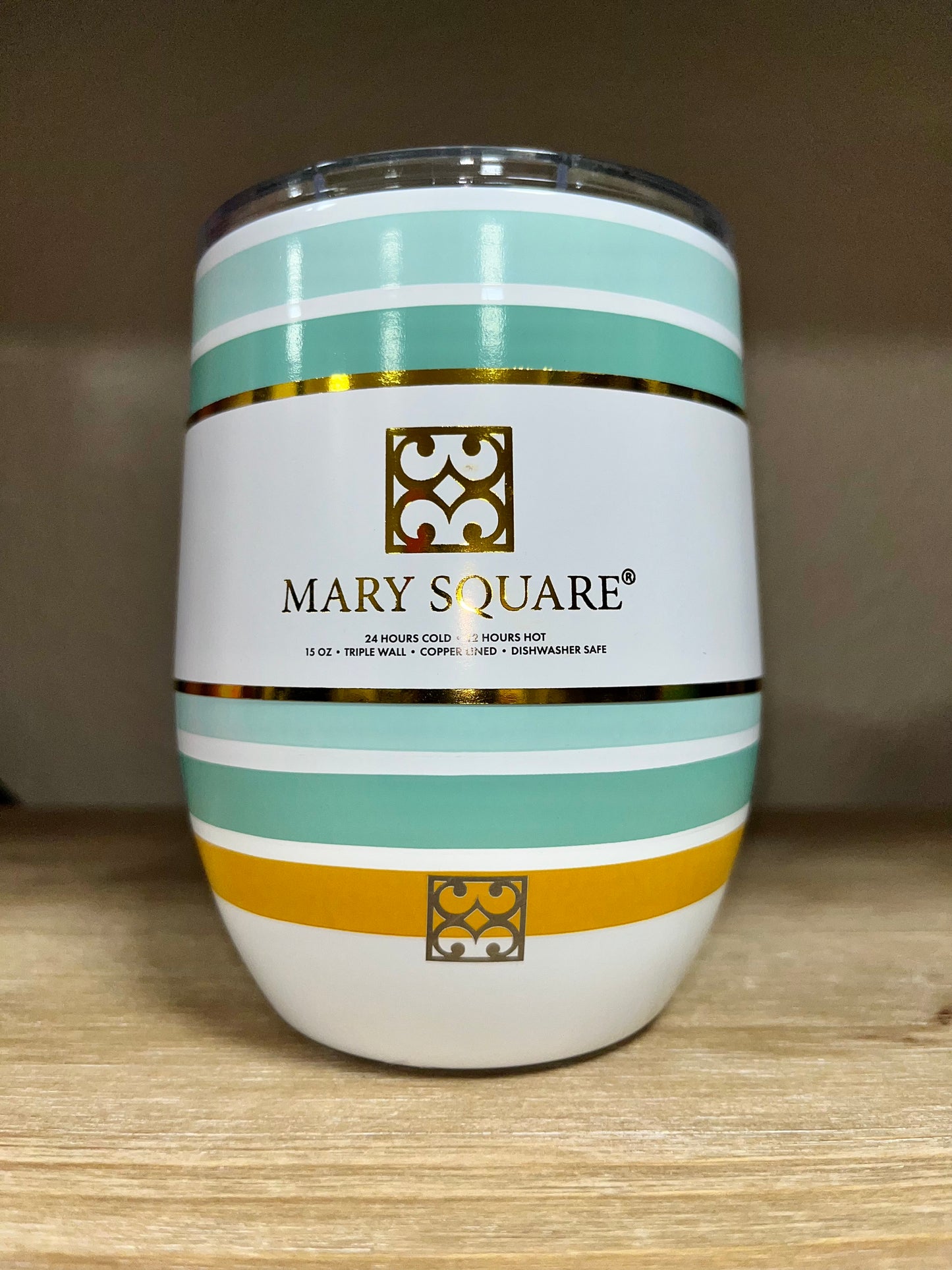 Green & Orange Stripe Wine Tumbler