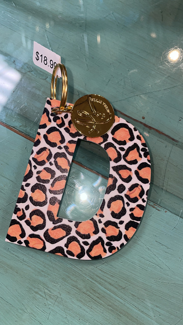 Cheetah Initial Key Chain