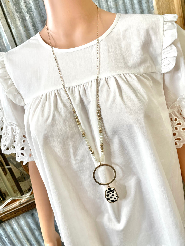 Beaded/Gold Animal Pendant Necklace