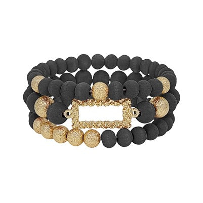 Gold and Wooden Bead Bracelets