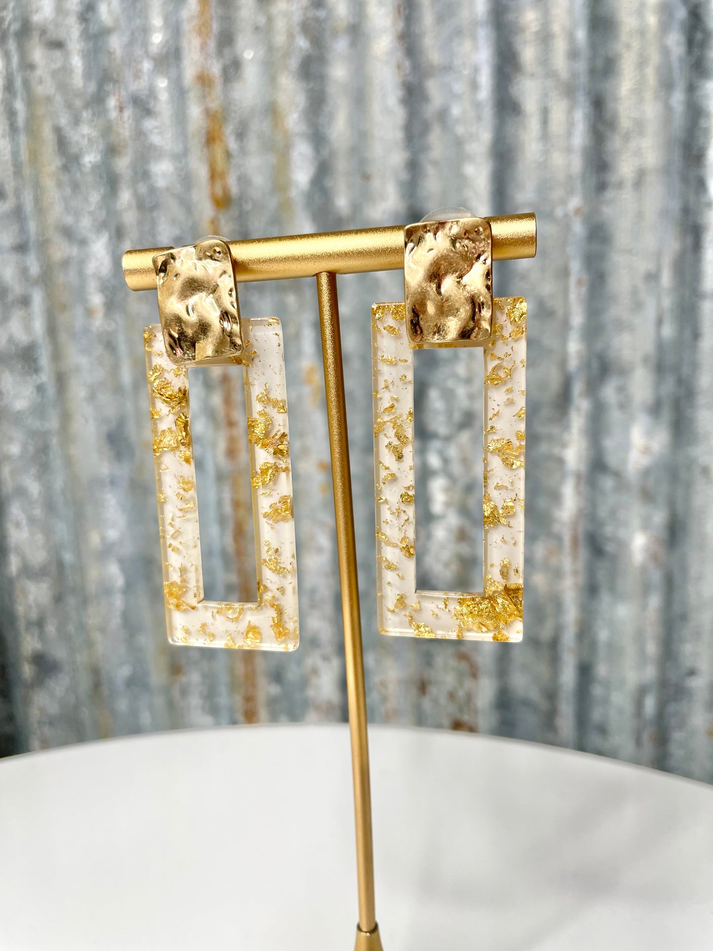 White Gold Flake Earrings
