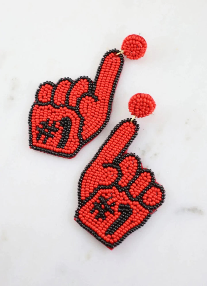 Foam Finger Red Earring
