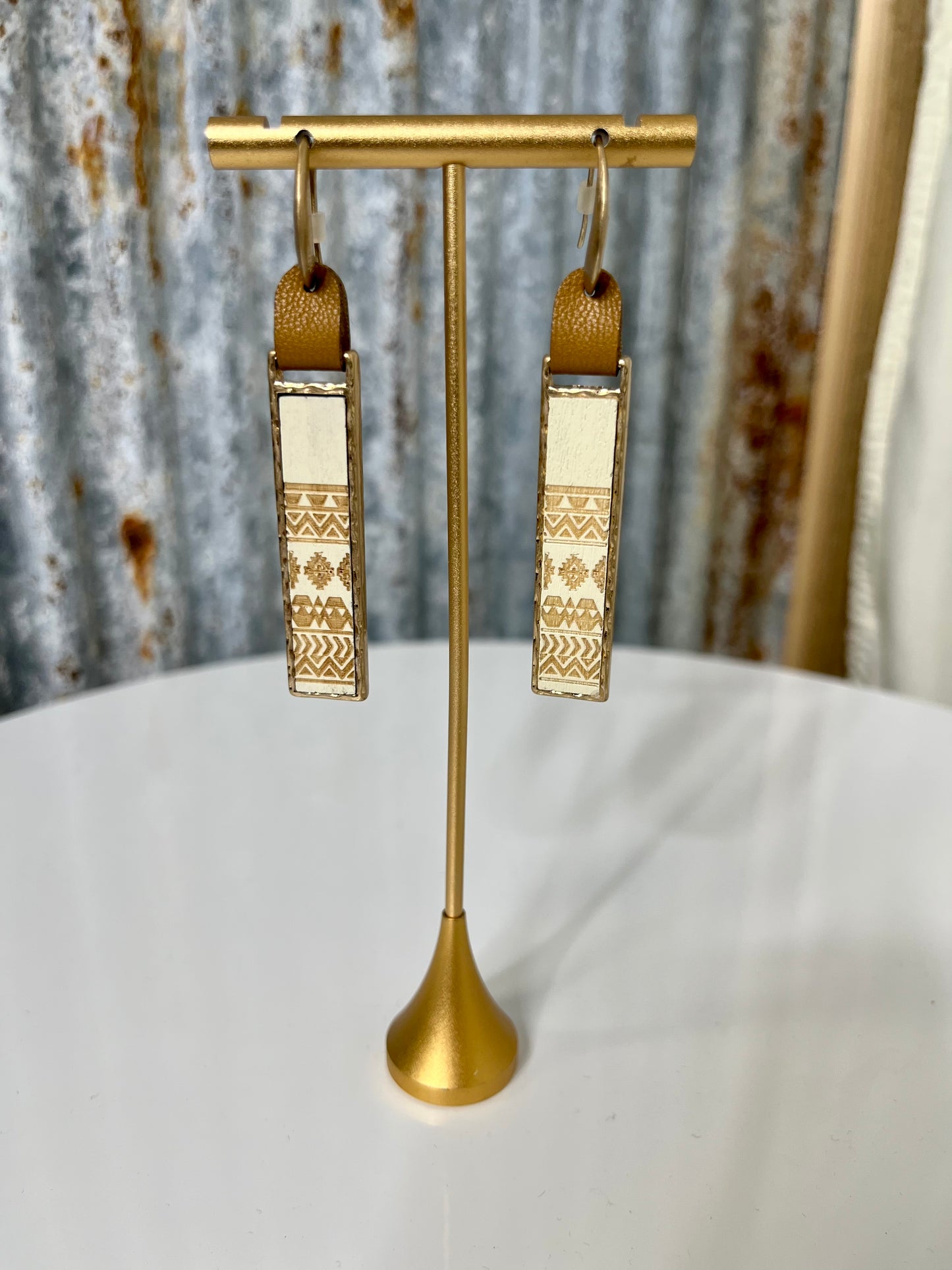 Brown/White Aztec Earrings