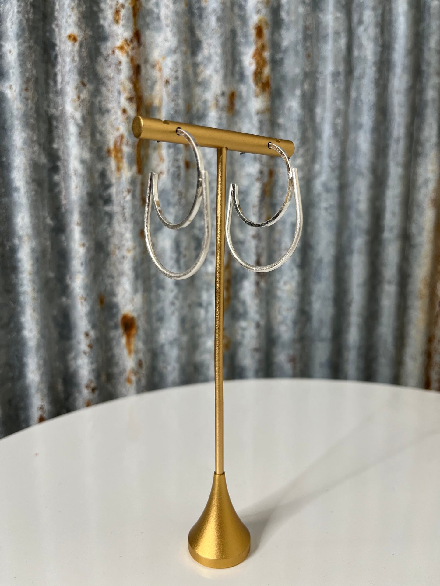 Worn Double Hoop Earrings