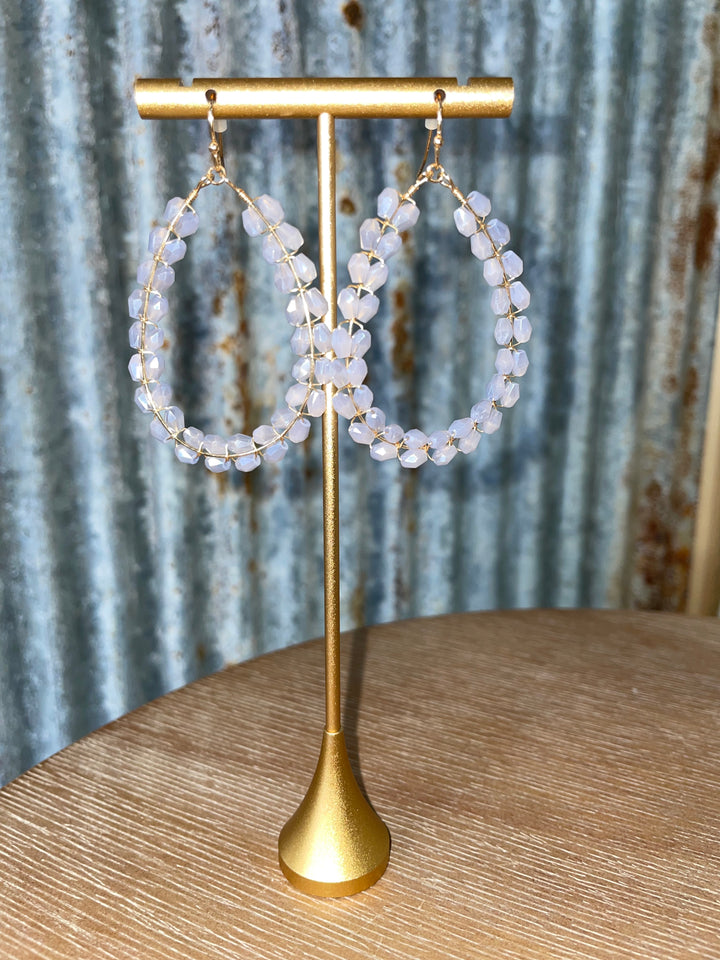 Lavender Beaded Teardrop Earrings