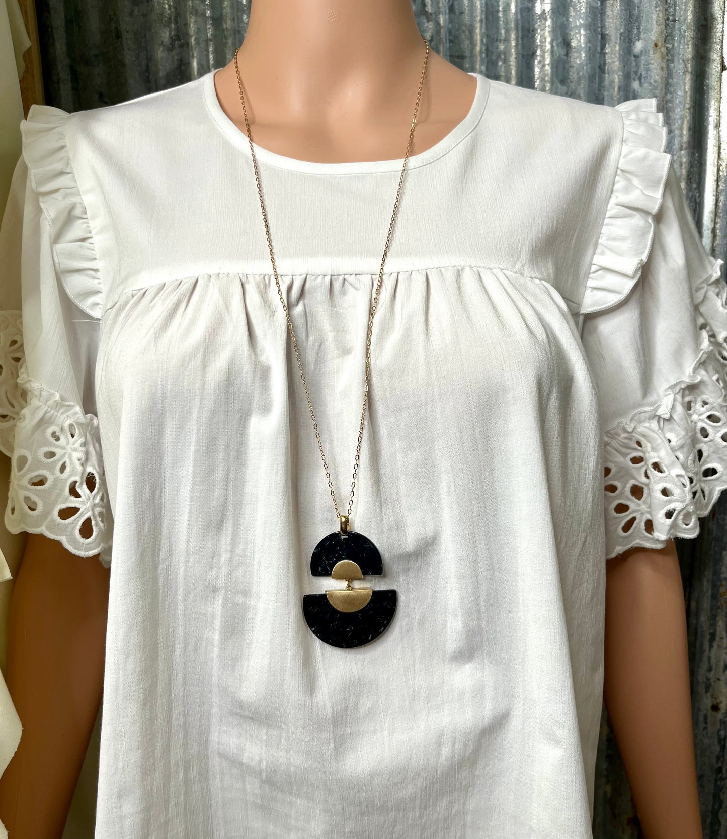 Black Half Circle Stack Necklace