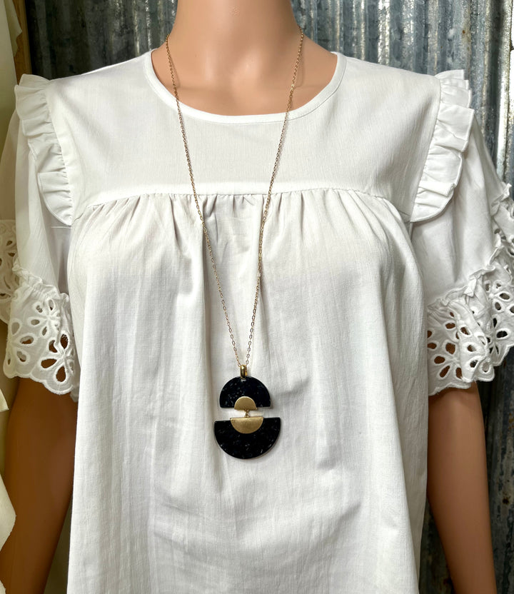 Black Half Circle Stack Necklace