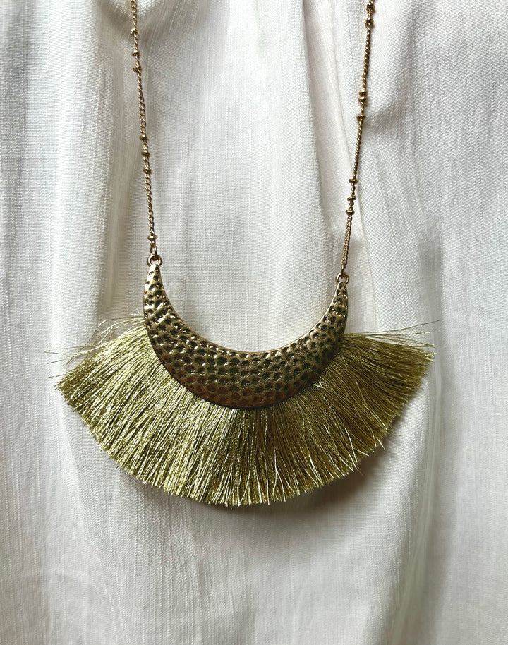 Light Green Half Circle Tassel Necklace