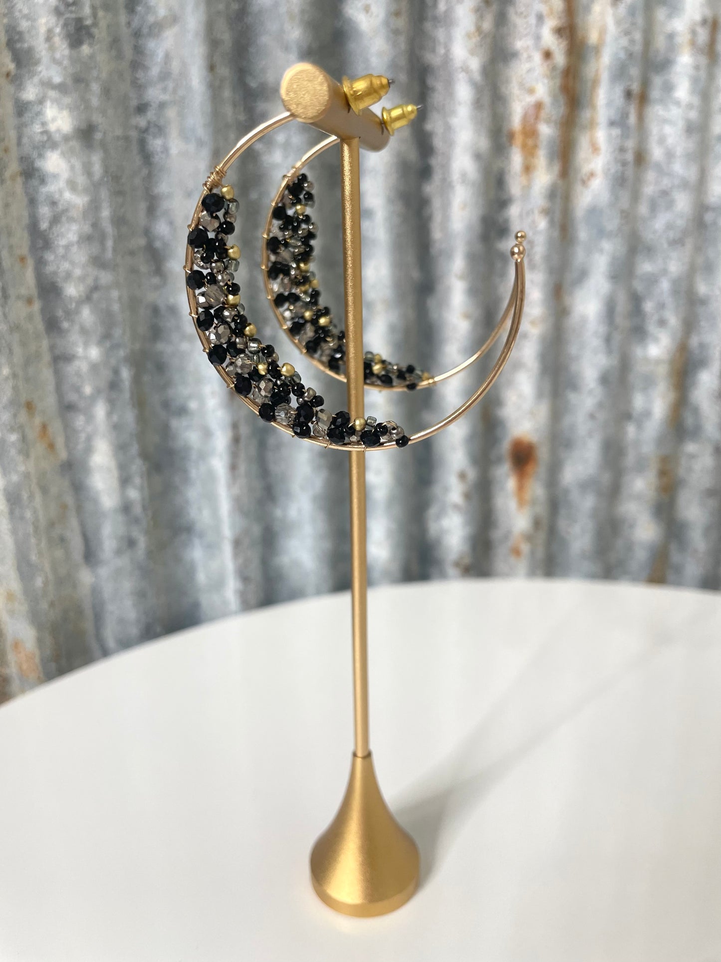 Beaded Half Hoop Earrings